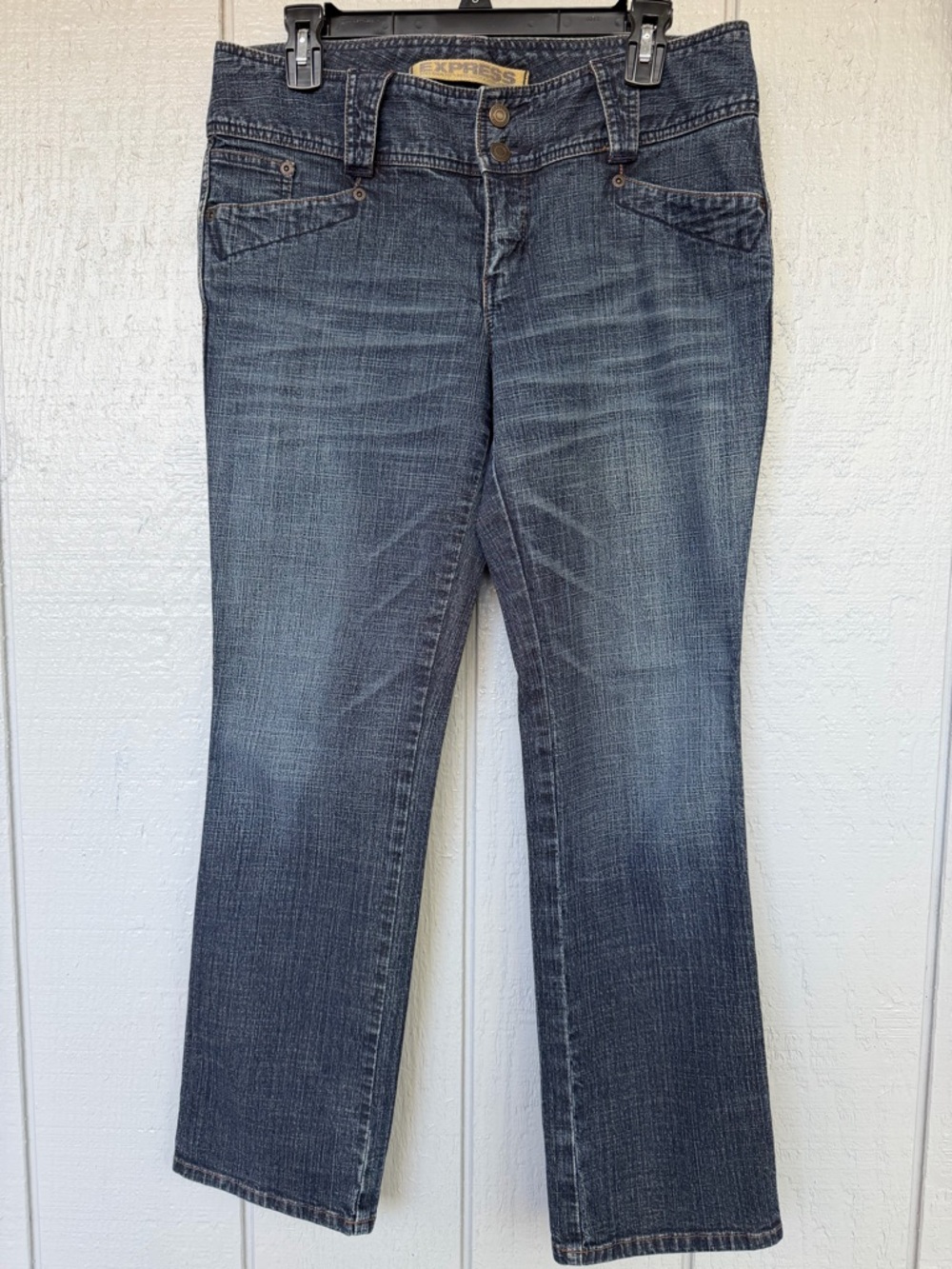 Express Women’s Y2K Blue Stretch Denim Jeans size 9/10 - lower rise straight leg